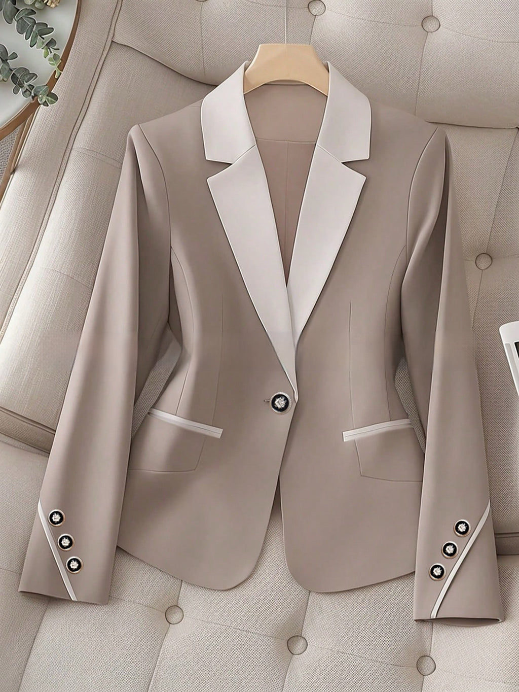 Eleganter Damen Business-Blazer mit Kontrastknöpfen – Formal & Stilvoll