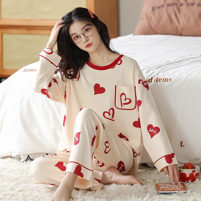 Women's Printed Pyjama Set – Long-Sleeved Pyjamas Autumn Winter