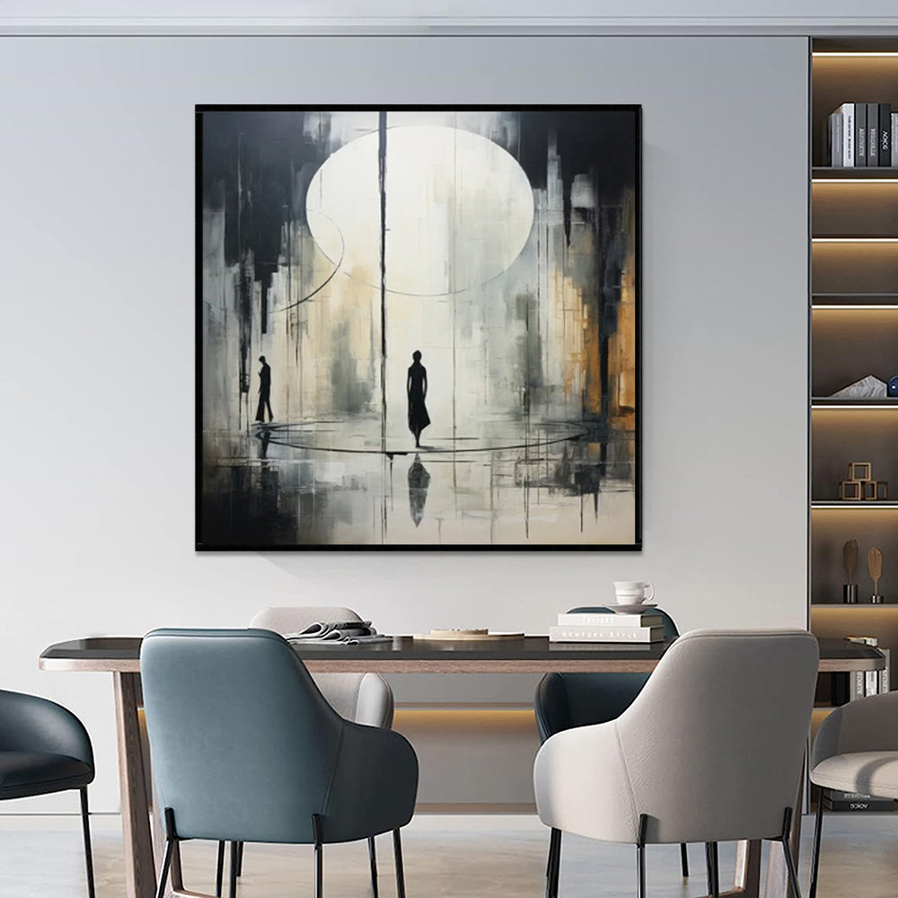 Schwarz Weiß Ölbild abstrakt | Leinwand Kunst modern kaufen
