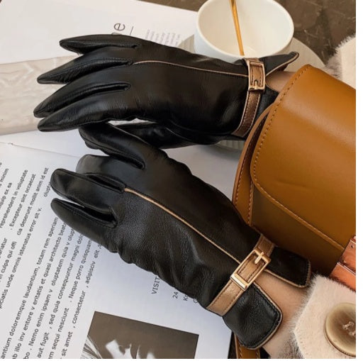Damen Schafleder Touchscreen Handschuhe – Warm Anti-Rutsch Driving