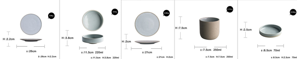 Ceramic Dinnerware Set Plate Bowl | Flat Modern Dinner Service