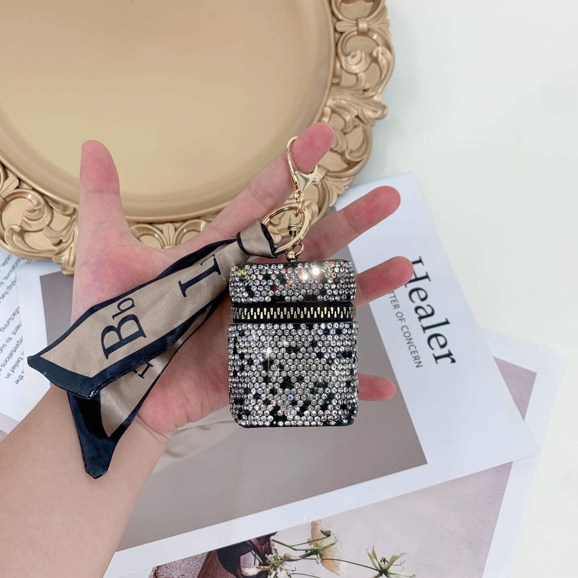 Crystal Coin Purse for Women - Shiny Mini Bag with Keychain