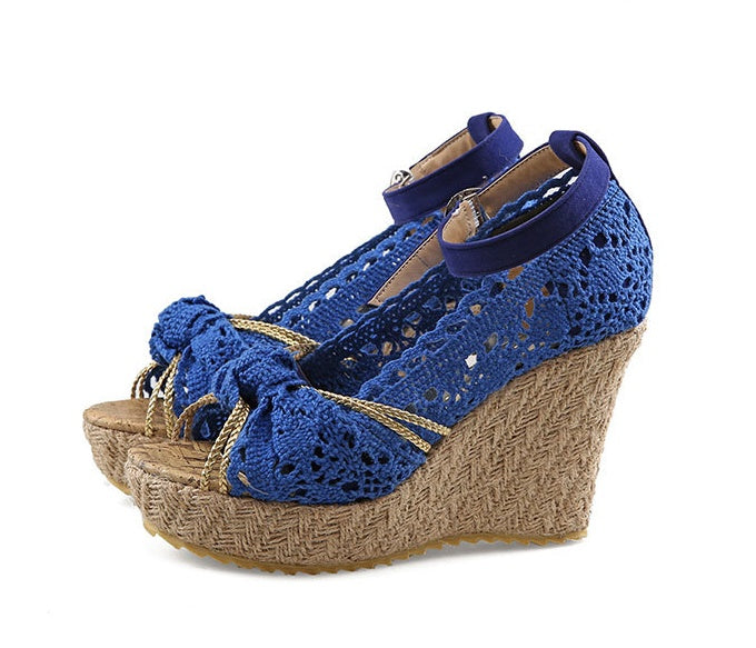 Women's Wedge Sandals with Lace | Elegant Summer Sandals