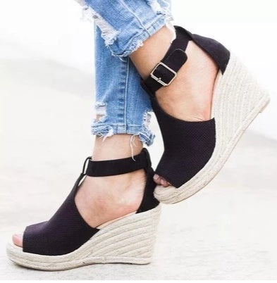 Women's Straw Wedge Sandals | Summer Espadrille Sandals