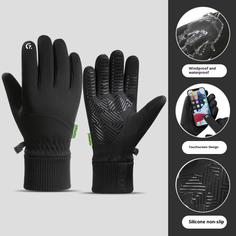 Waterproof Winter Gloves Warm Fleece Cold-Resistant Outdoor