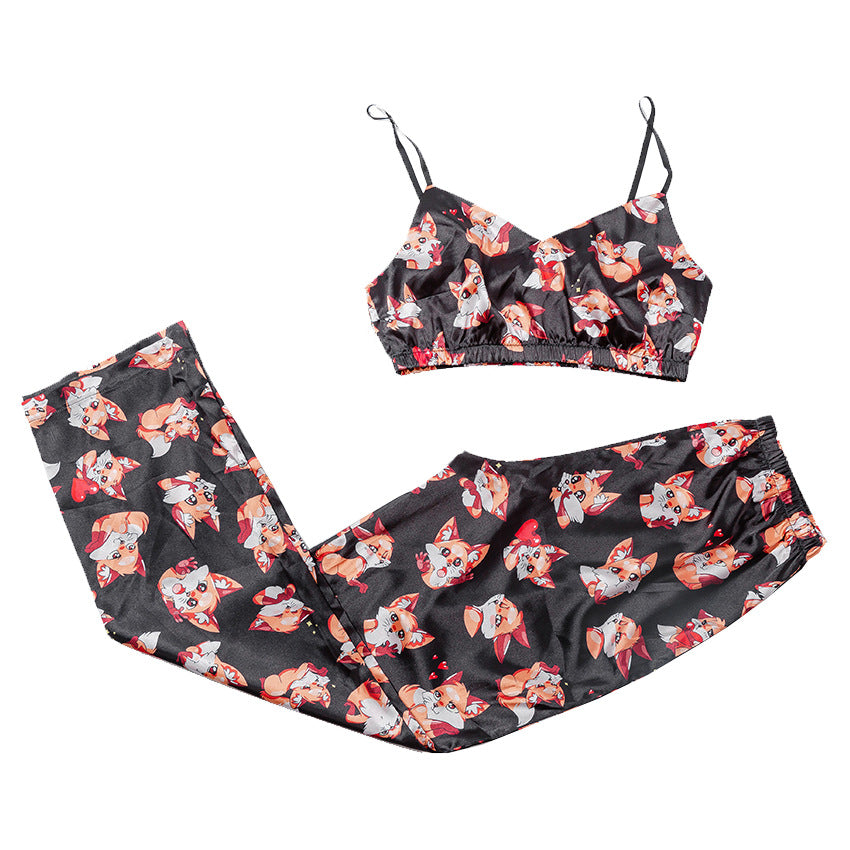 Damen Träger Pyjama mit Print | Sexy Homewear Nachtwäsche