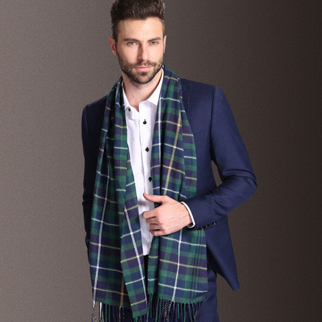 Men's Scarf Tartan Warm Winter Elegant European Style