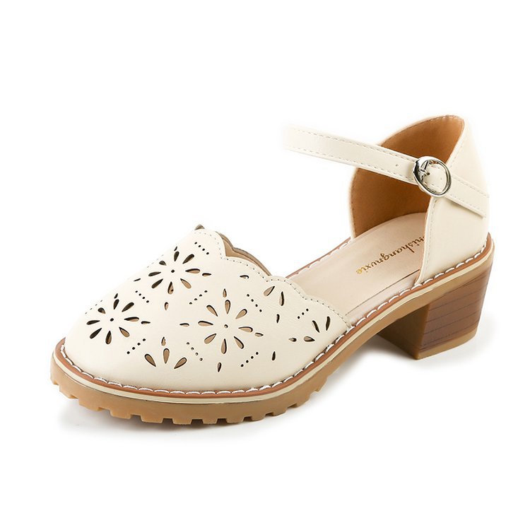 Women's Roman Sandals | Elegant Cut-Out Block Heel Shoes