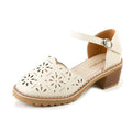 Women's Roman Sandals | Elegant Cut-Out Block Heel Shoes
