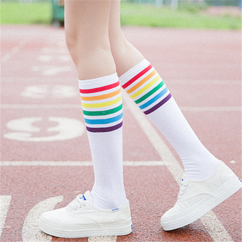 Women's Striped Knee-High Socks | Sporty Over-the-Knee Socks