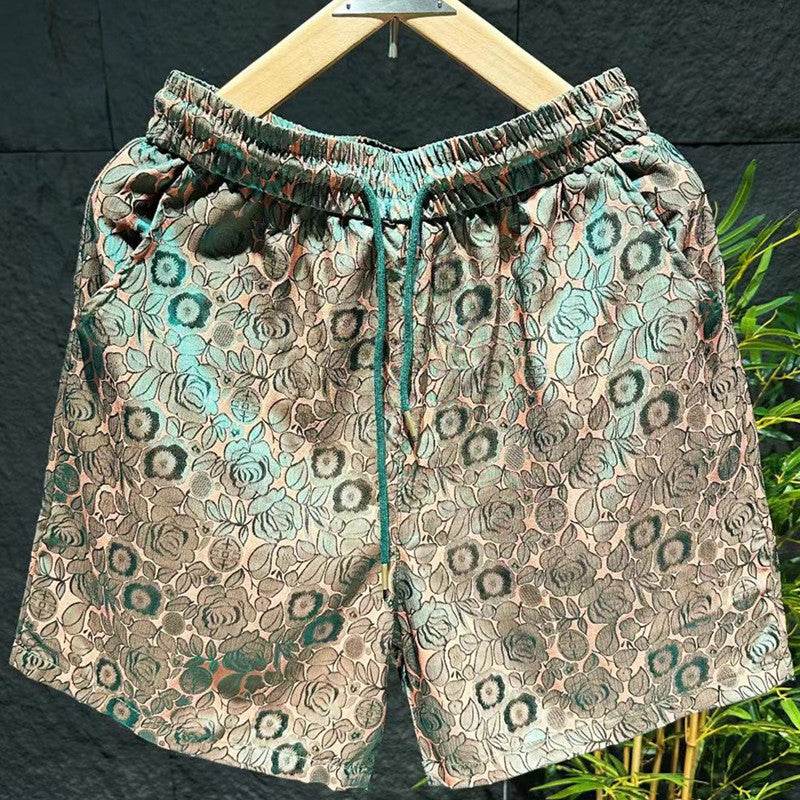 Men's Ice Silk Shorts Ethnic Style – Lightweight Summer Casual Shorts