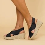 Women's Criss-Cross Strap Sandals | Comfortable Hook-and-Loop Fastener Shoes