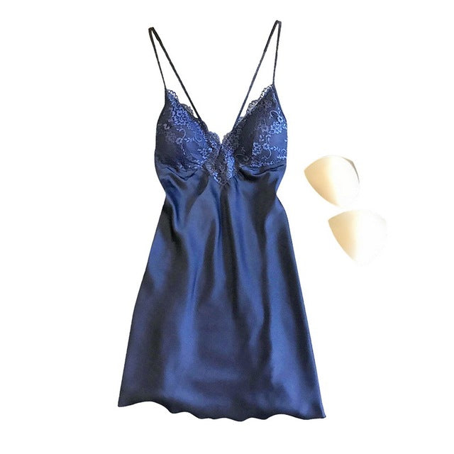 Women's Satin Nightwear | Sexy Pajama Set with Lace