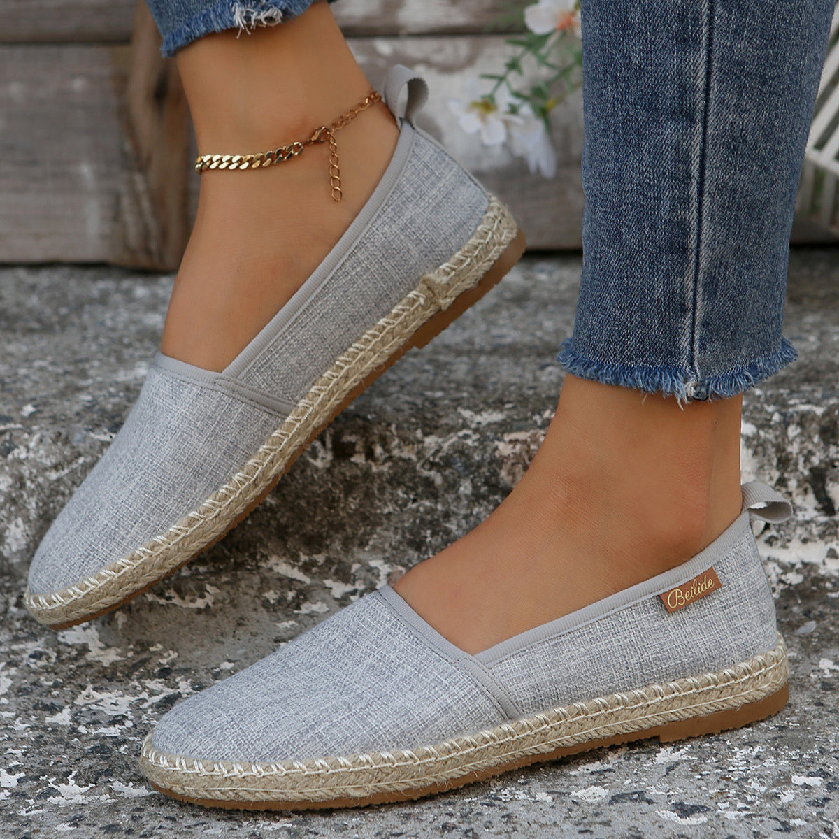 Women's Espadrilles Comfortable | Fabric Slip-On Rope Sole Casual