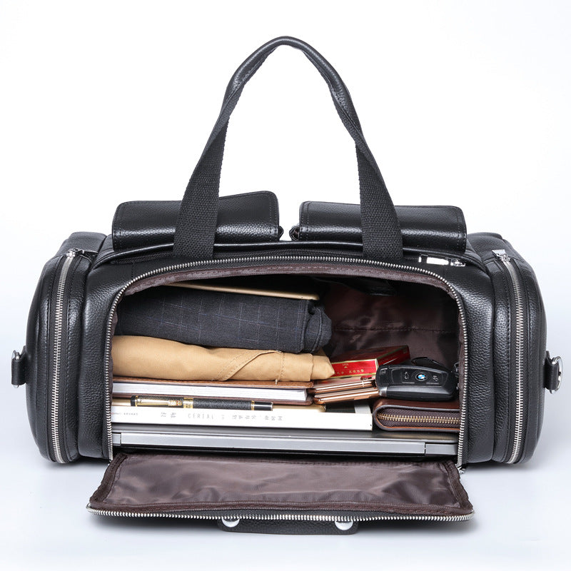 Men's Leather Travel Bag Large Capacity – Hand Luggage Weekender Premium