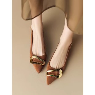 French Ballerinas for Women | Retro Flats Metal Buckle