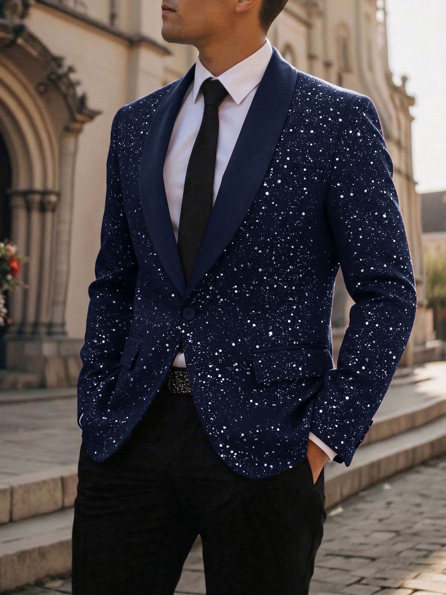Men's Shiny Blazer Casual – Elegant Party Suit Jacket for Events