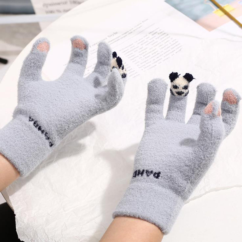 Damen Panda Touchscreen Strickhandschuhe – Warm Winter Fahrrad