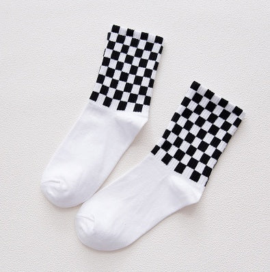 Men's Cotton Socks Houndstooth | Classic Plaid Black White