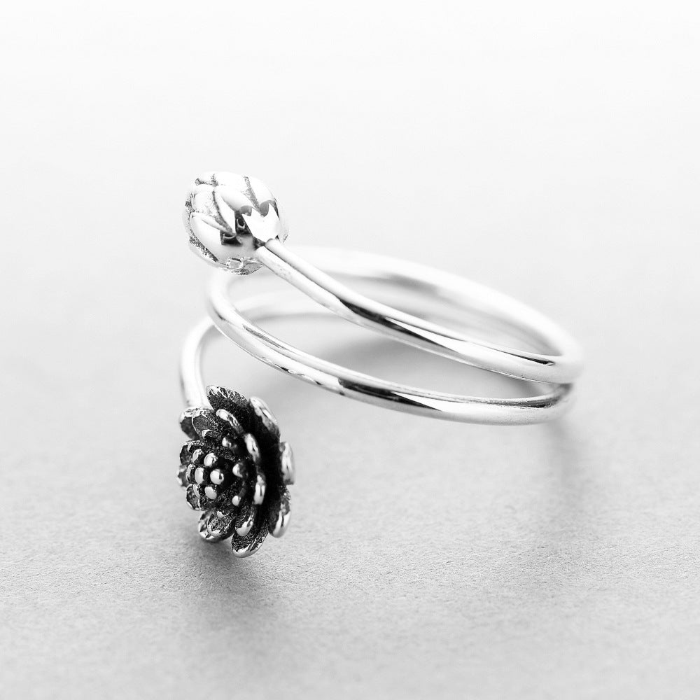 Sterling silver lotus ring