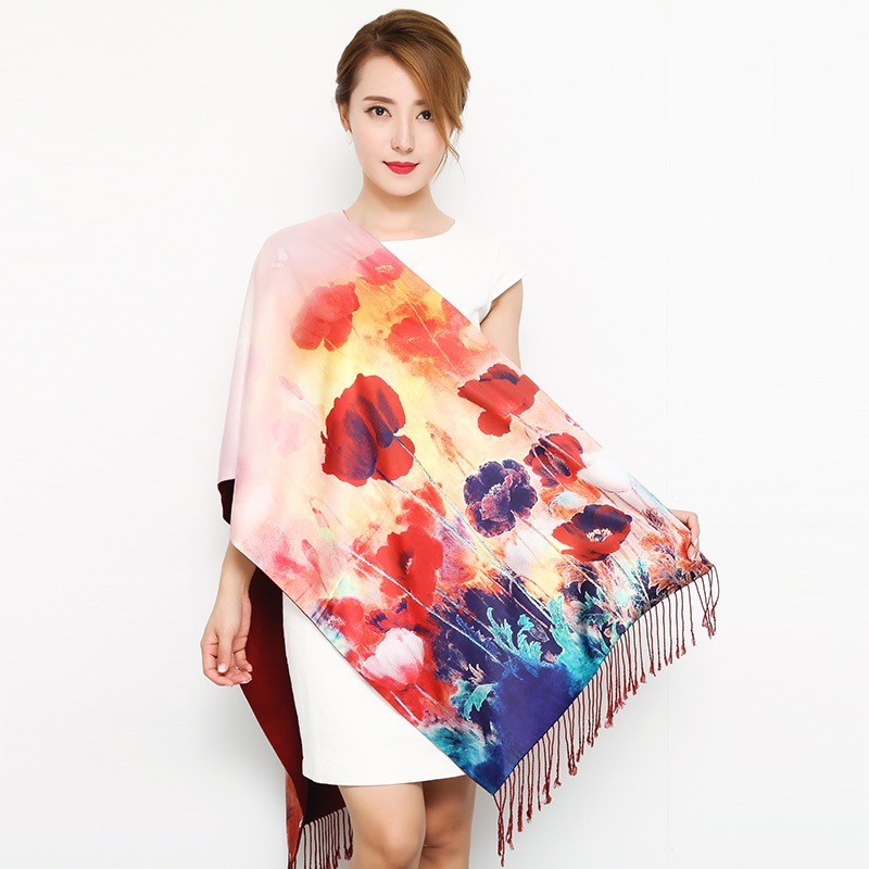 Women's Silk Scarf Long Elegant Soft Luxury Scarf Silk Women