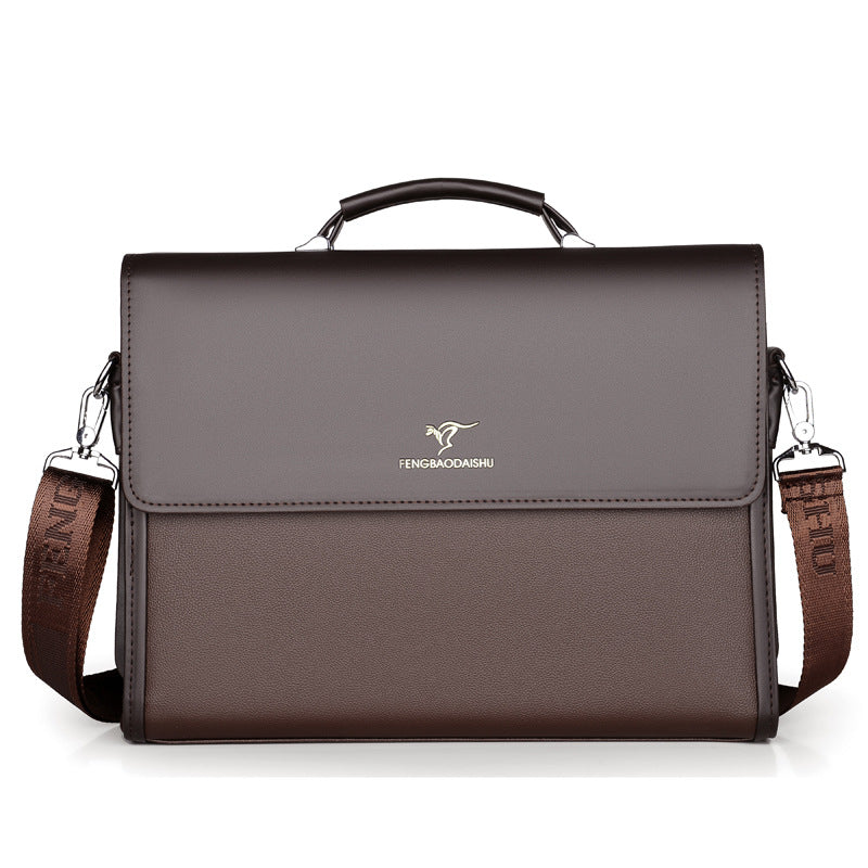 Men's Leather Briefcase Landscape – Portable Business Bag