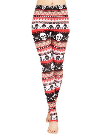 Aztec Skull Leggings for Women | Retro High Waist Pants