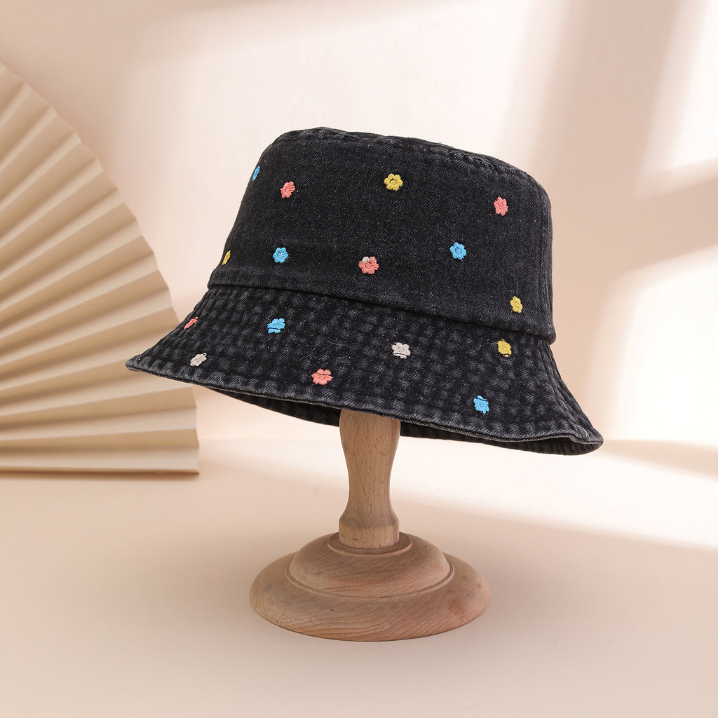 Women's Fisherman Hat with Floral Embroidery – Korean Style Bucket Hat