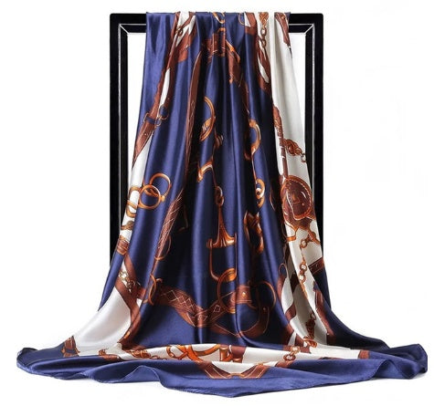 Women's Scarf Chain Design Silk Foulard Bag Accessory