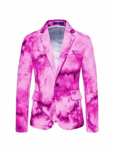 Men's Printed Single-Breasted Blazer – Fashionable Casual Suit Jacket