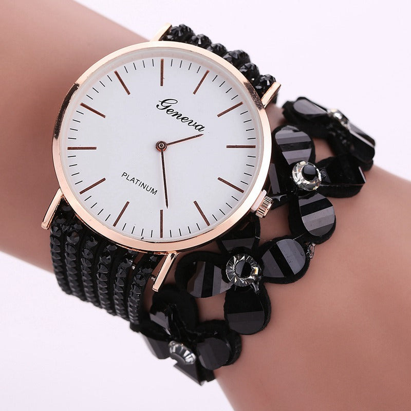 Women's Floral Quartz Watch | Elegant Rhinestone Fashion Wristwatch