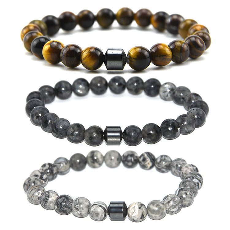 Schwarzes Tigeraugen-Perlenarmband