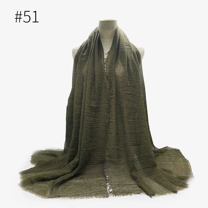 Damen Baumwoll Pashmina Schal | Weicher Fransen Hijab Stola
