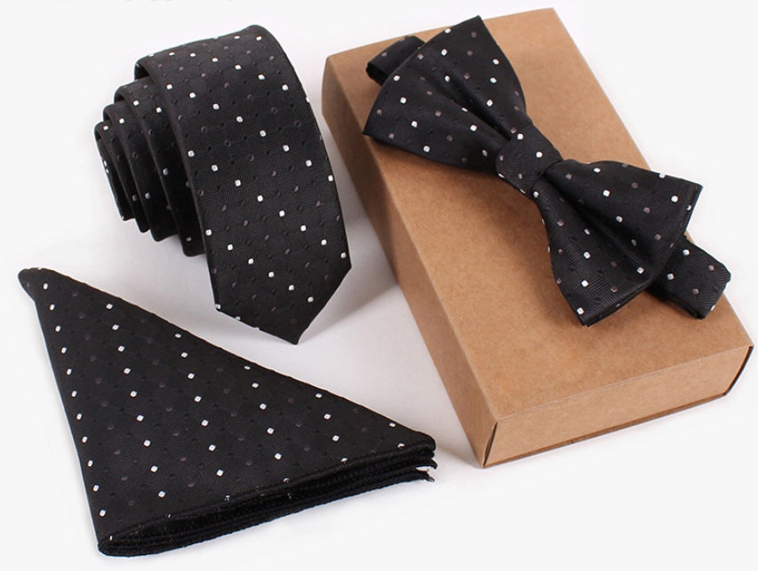 Men's Tie Set Slim Bow Tie Pocket Square elegant festive