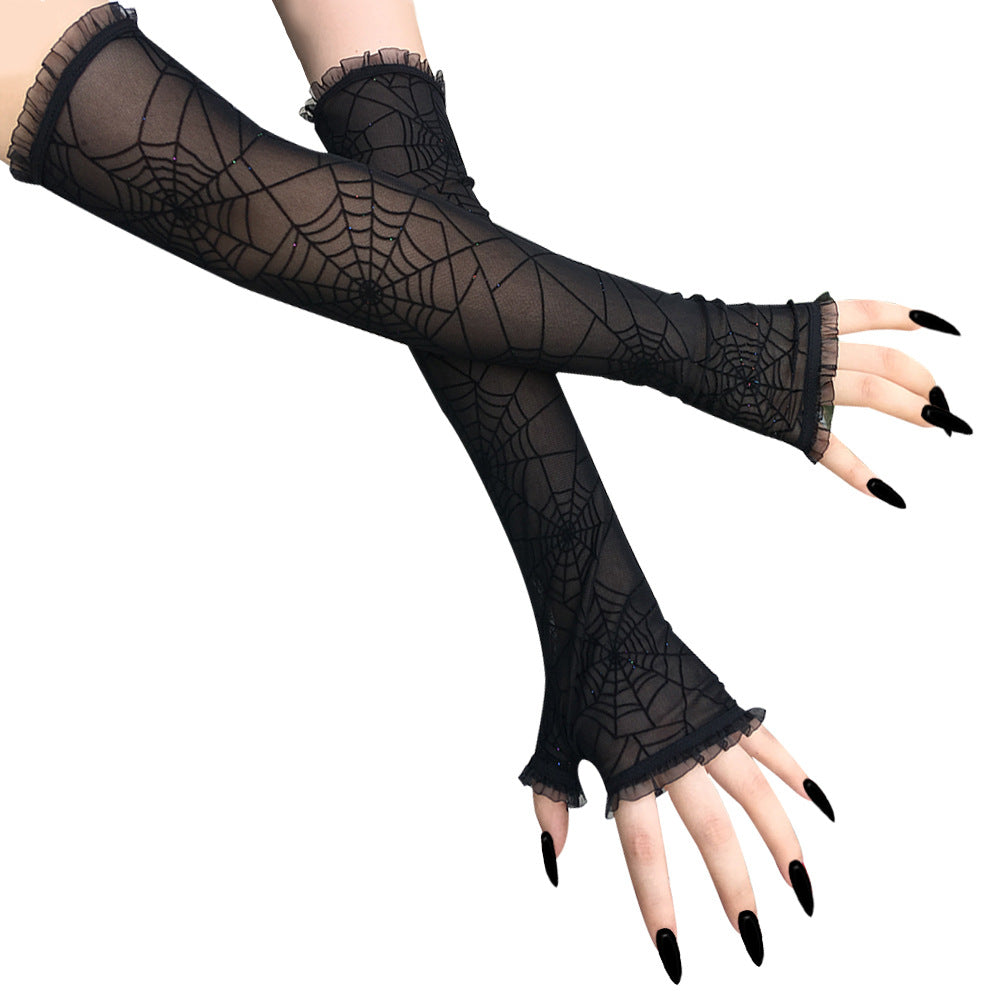 Spider Web Halloween Handschuhe | Gothic Spinnennetz Gloves