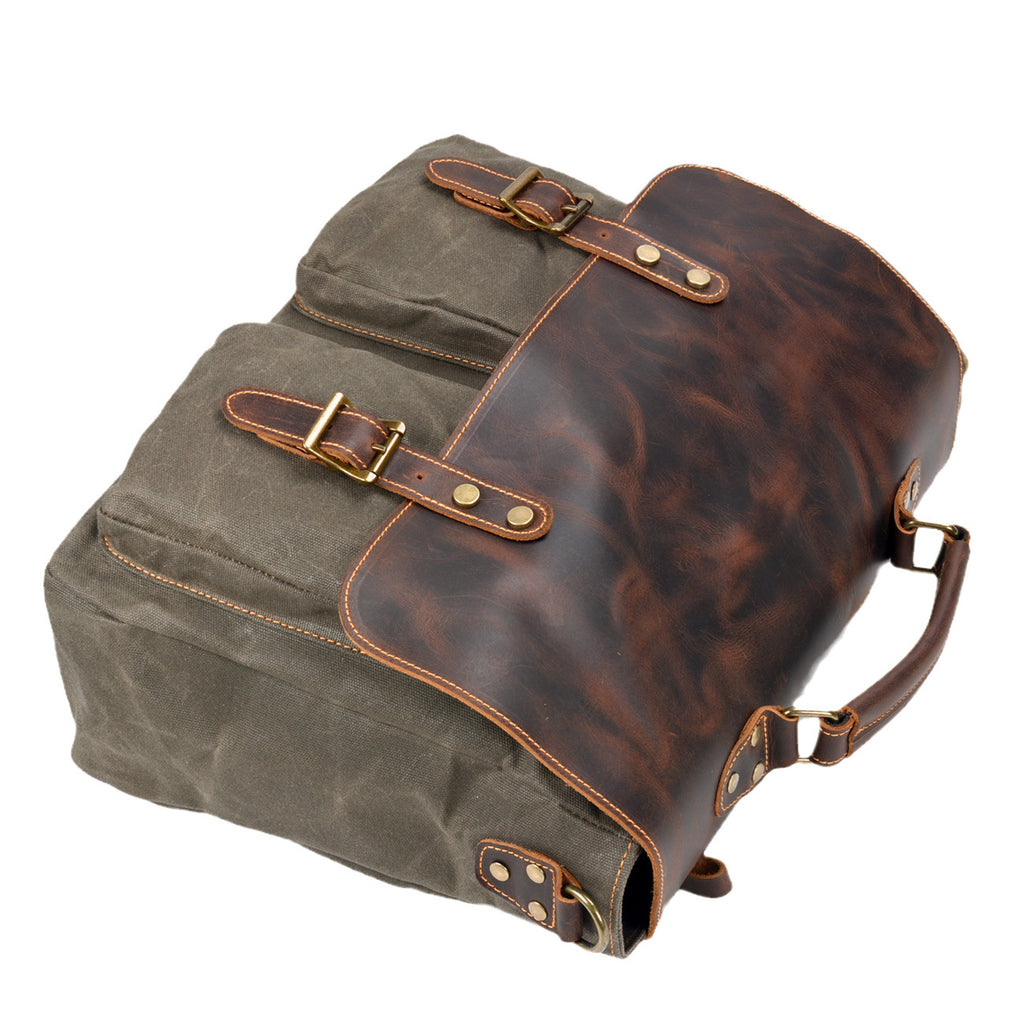 Men's Canvas Leather Briefcase Waterproof – Vintage Business Bag