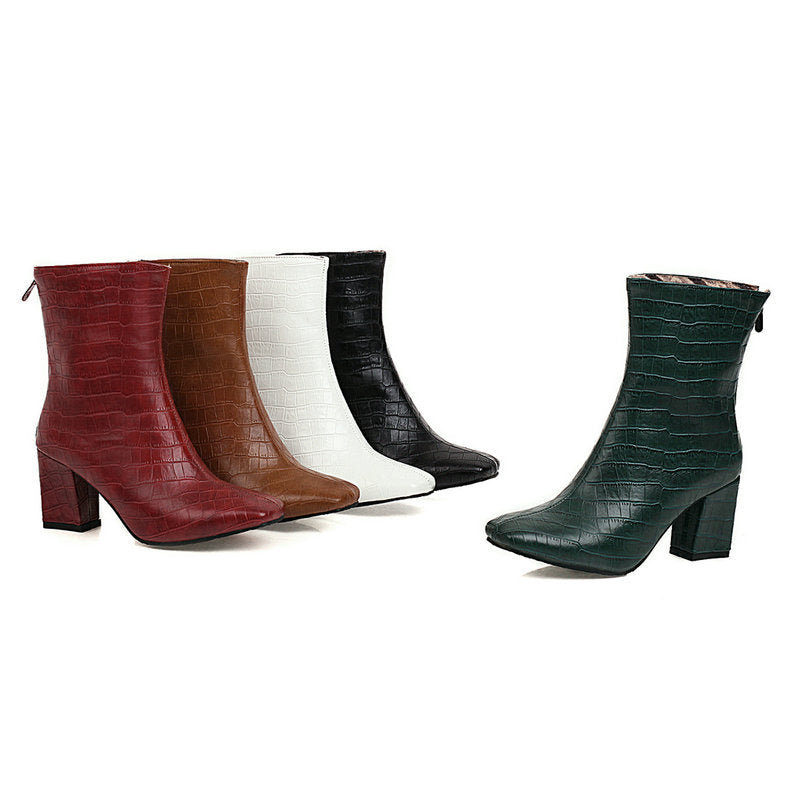Damen Stretch Boots | Elegante Square Toe Stiefeletten