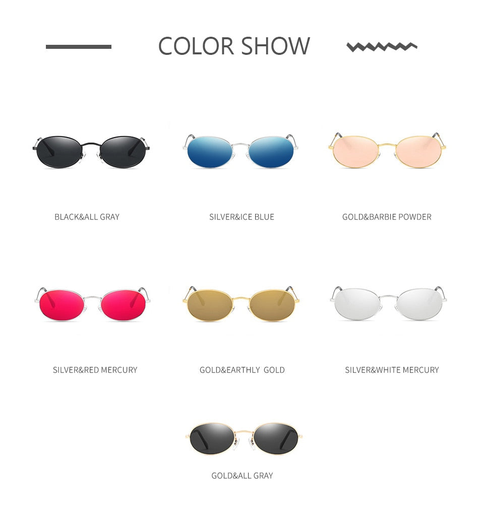 Luxus Damen Sonnenbrille Oval | Retro Metall UV400 Schwarz