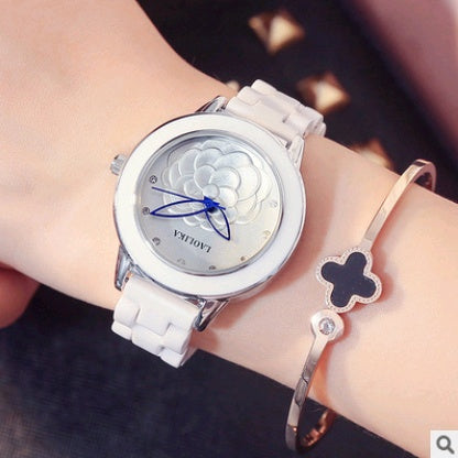Women's Ceramic Quartz Watch | Elegant Rhinestone Business Wristwatch