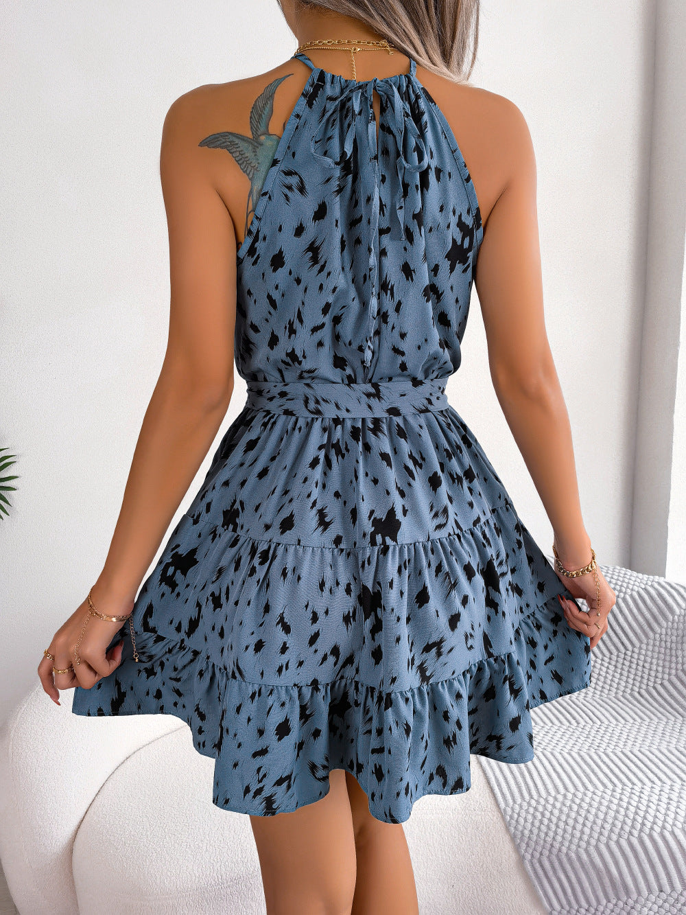 Leopard Print Sommerkleid – Verspieltes Rüschen Swing Kleid für Damen