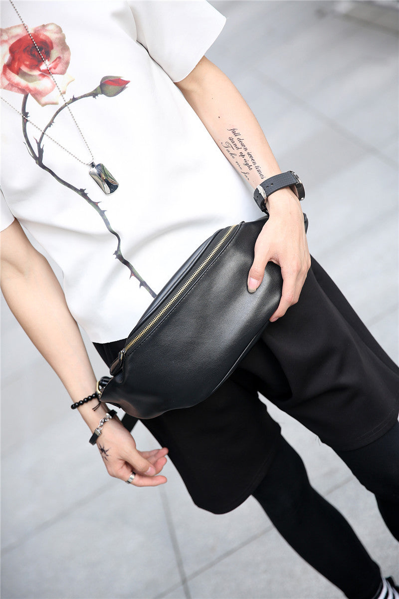 Men's Leather Chest Bag | Compact Crossbody Sling Bag