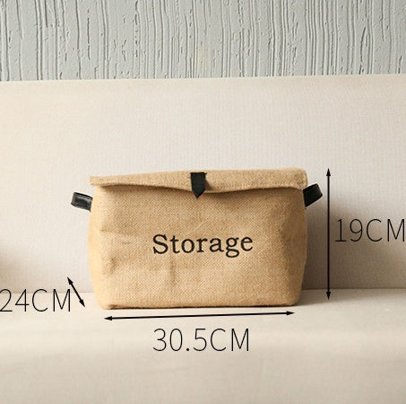 Storage box linen foldable retro lid organizer stylish