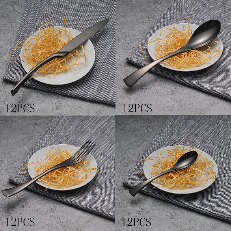 Schwarzes Besteckset Edelstahl | 4-teilig modern elegant Korean Style