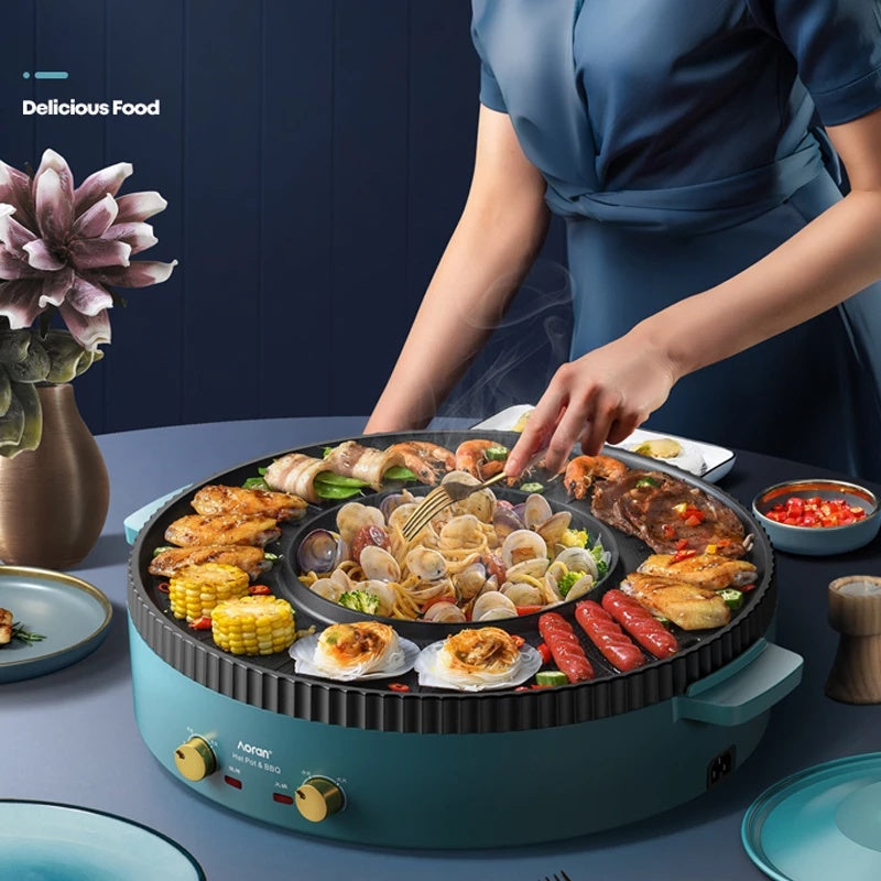 2in1 Hot Pot & Elektrogrill – Multifunktions BBQ Grillpfanne