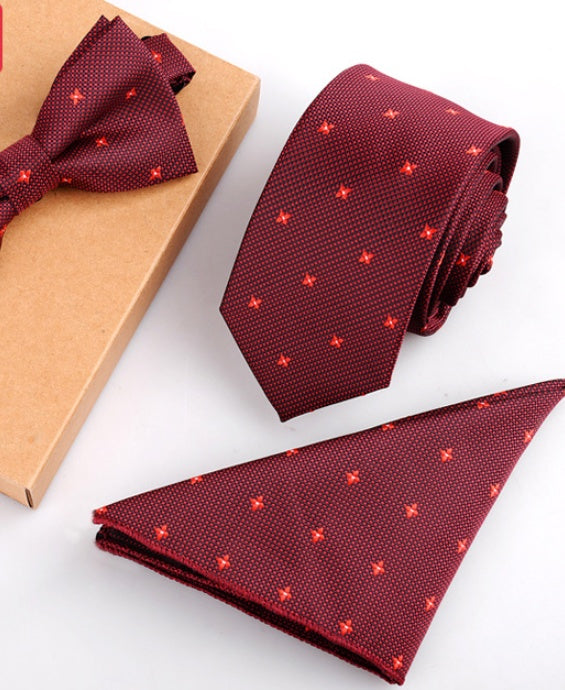 Men's Tie Set Slim Bow Tie Pocket Square elegant festive
