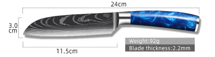 Chef Knife 8 Inch | Kitchen Knife Blue Resin Handle Stainless Steel