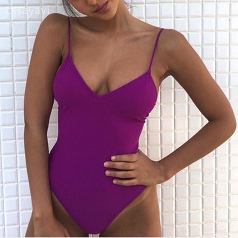 Elegant Women's Solid Color Monokini – Figure-Shaping Swimsuit