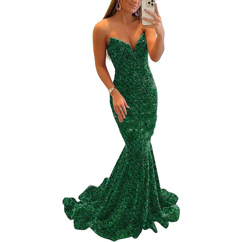 Elegant Sequin Evening Gown – Glamorous Maxi Ball Gown for Special Occasions