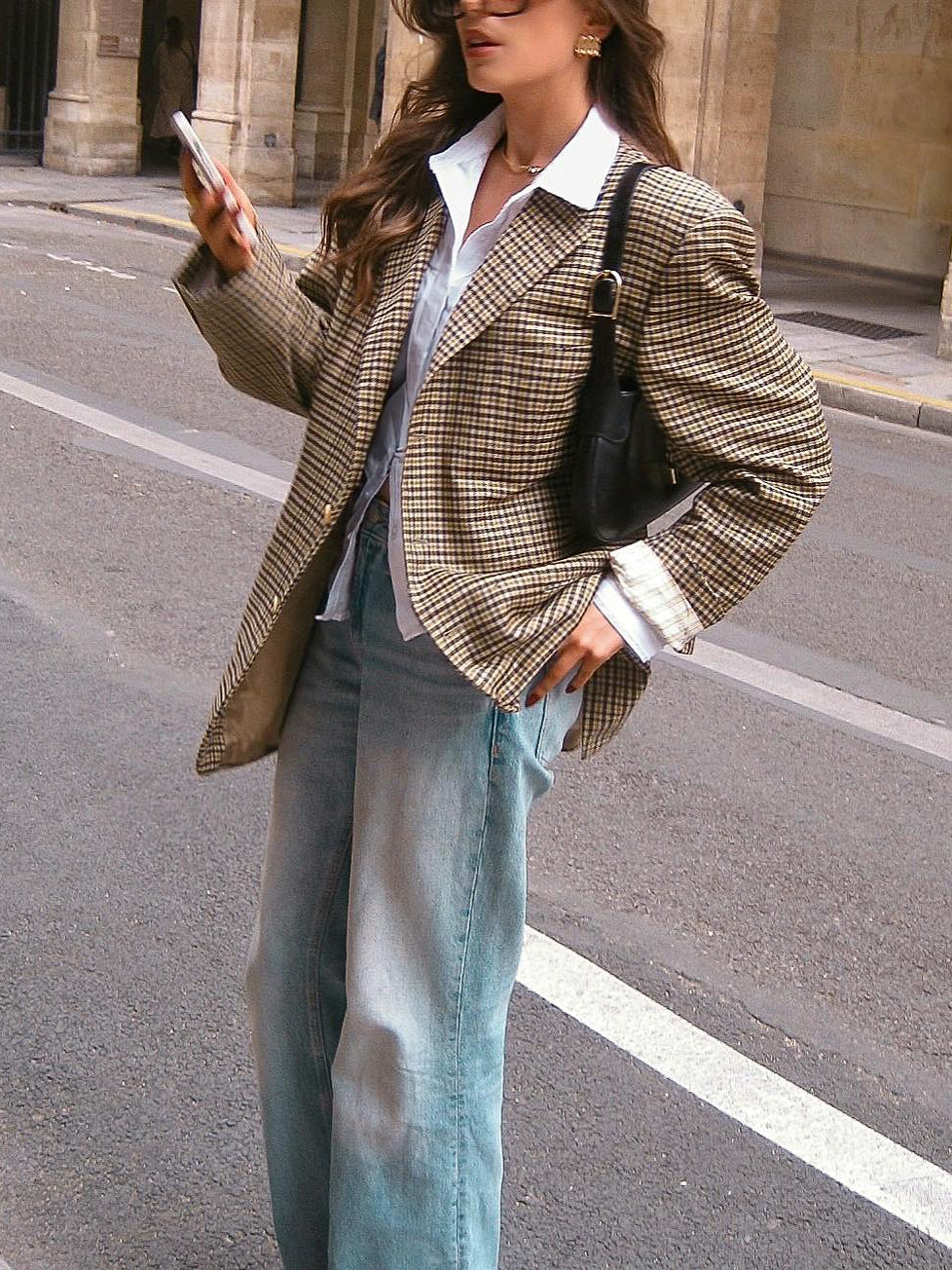 Elegant Women's Plaid Blazer – Classic, Stylish & Timeless