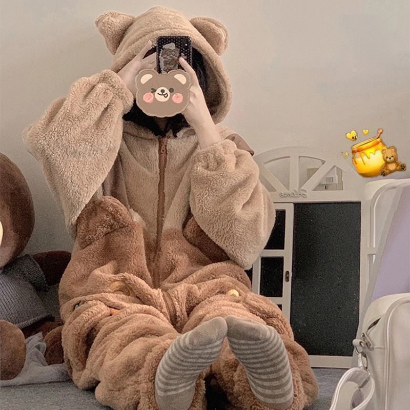 Women's Teddy Pajama Onesie | Warm Fleece Jumpsuit Winter